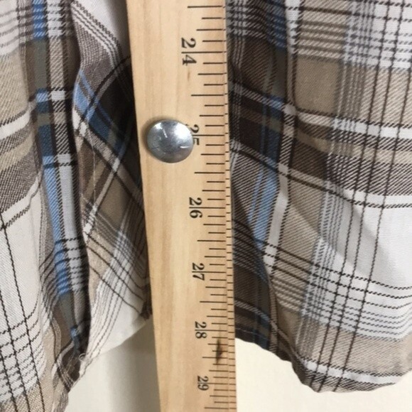 Vintage round up western plaid pearl snap button long sleeve shirt size large - Picture 10 of 14